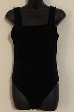 Old Navy Women s Bodysuit size Medium Black Tank Square Neck Cotton Blend