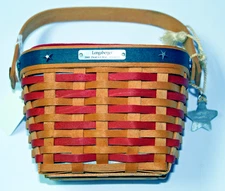 Longaberger 2001 Inaugural Basket with Protector & Star Tie-On