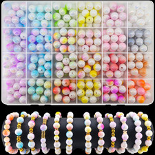 408Pcs 10Mm Acrylic round Beads for Jewelry Making, 24 Colors Pastel Two Tone ro