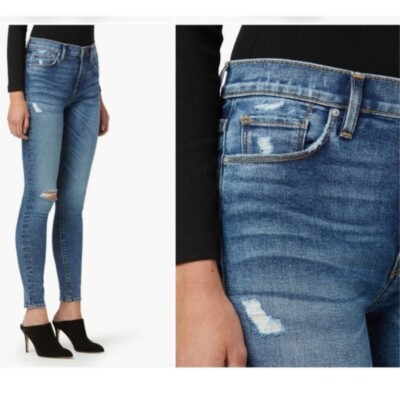 Hudson Jeans Barbara High-Rise Super Skinny Ripped Stretch Ankle Jeans Size 29