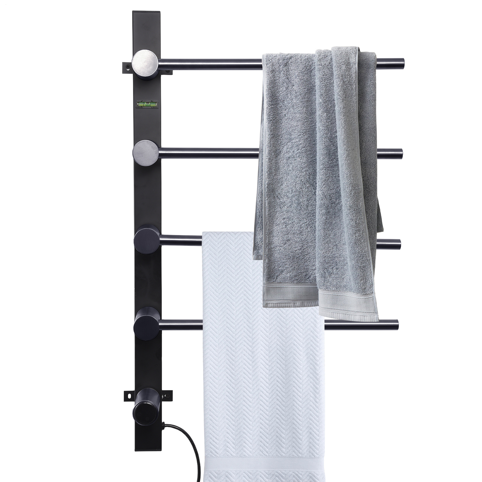 Electric Heated Towel Rack Warmer 4 Stainless Steel Bars Towel Drying Adjust us