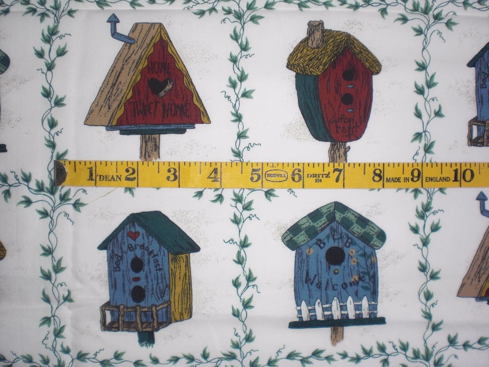 Country Bird House Bed and Breakfast Square Block Fabric Remnant 45"W x 27.5"L  - Image 3 of 4