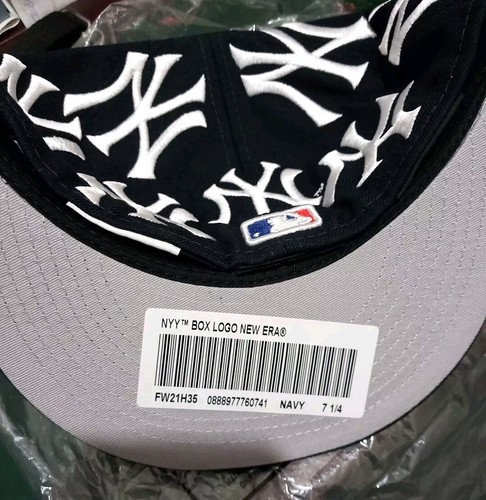 FW21 Supreme New York Yankees Box Logo New Era 7 1/4 navy cap NY hat - New - Picture 4 of 5