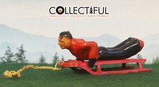 BARCLAY VINTAGE LEAD FIGURE - B192 497 MAN ON SLED - ORIGINAL ROPE   1840