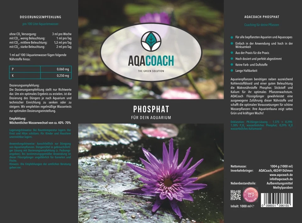 1 Liter Phosphat Pflanzendünger Aquarium Volldünger Aquariendünger Dünger - Bild 2 von 2