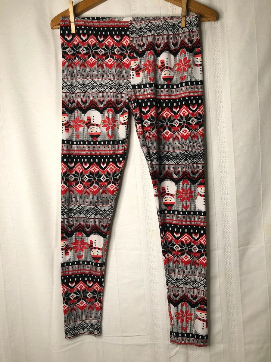 Women's No Boundaries Snowman Christmas Leggings, Size M(7-9), Inseam 27in