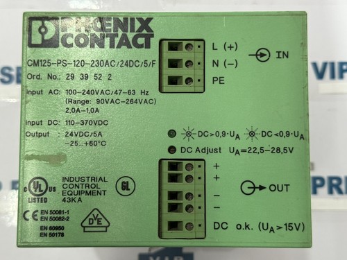 PHOENIX CONTACT CM125-PS-120-230AC/24DC/5/F POWER SUPPLY VOLTAGE 24VDC FAST SHIP - Picture 2 of 8