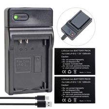 2x Battery + Charger For LC-E12 CANON  EOS Rebel SL1 / Kiss X7 /EOS M Camera