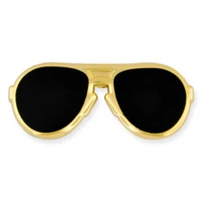 PinMart's Trendy Gold and Black Lenses Aviators Sunglasses Enamel Lapel Pin