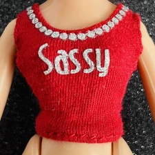 Bratz Clothing: Forever Diamondz - Sharidan. Red & Silver “Sassy” T-Shirt Top ❤️