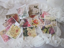 Adhesive Stickers Labels Beautiful ROSES From Vintage Postcards 15