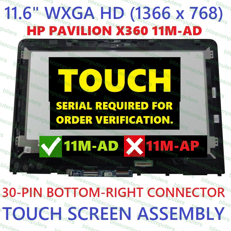 925388-001 HP Pavilion X360 11M-AD 11M-AD113DX LCD Touch Screen REPLACEMENT WXGA