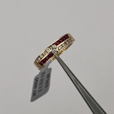 New 14k Yellow Gold Ruby and Diamond Twist Channel Set Band Ring Size 6 ...