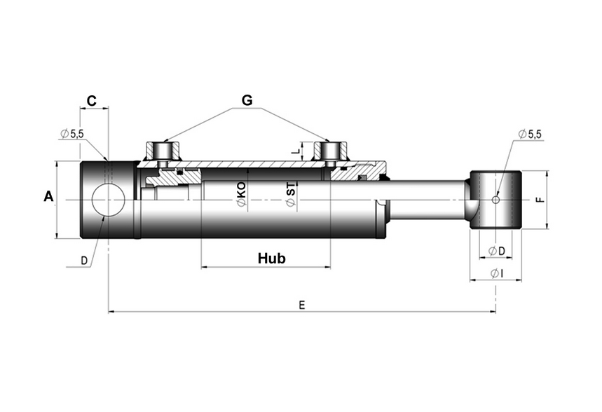 Hydraulikzylinder EW Auf Zug - Cylinder Single Acting By Fliegl GmbH
