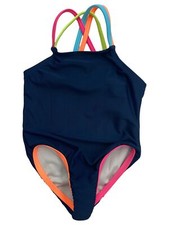 Infant and Toddler Girls Navy Blue  Neon 1pc Baby Swimming Swim Suit