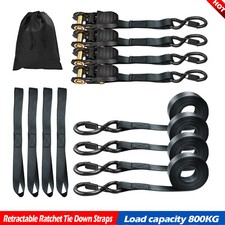 Retractable Ratchet Straps 4 Pack of 5m Tie Down Ratchet Straps Loading 800kg UK