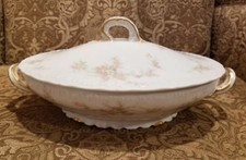 Vintage Theodore Haviland Limoges Veggie Serving Bowl w Lid Pink Roses