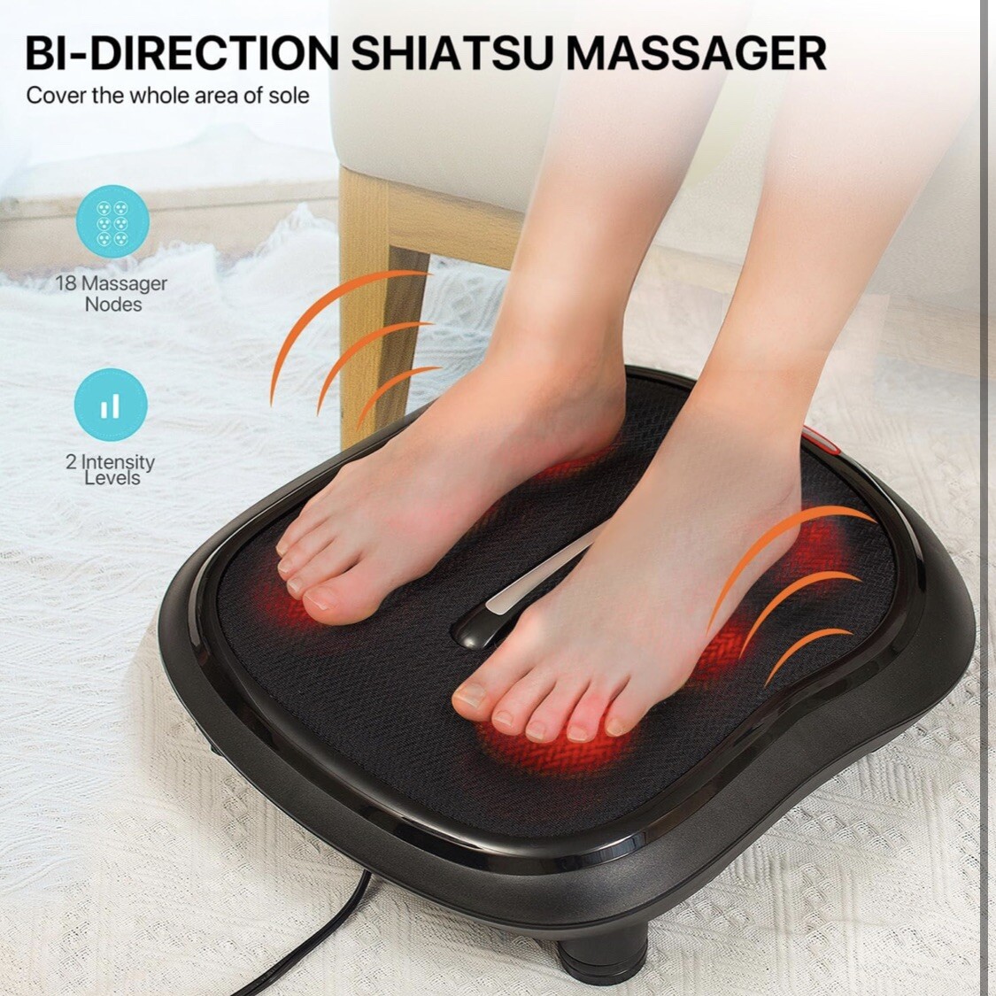 Alljoy Fußmassagegerät Shiatsu mit Wärmefunktion Kneten,Durchblutung,Entspannung