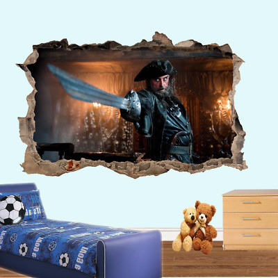 KAPITÄN SCHWARZBART PIRAT WANDAUFKLEBER 3D KUNST WANDBILD ZIMMER BÜRO LADEN DEKOR TO3
