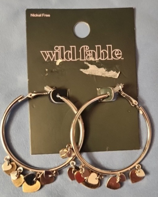 wild fable silver color  hoop earring dangle heart New 