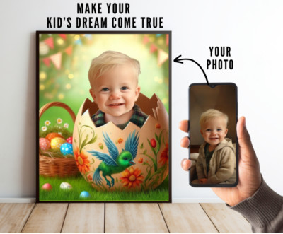 Kid Comes Out From Easter Egg,Easter Gift,Personalized Easter Gift For Kids,Gift
