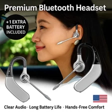 Wireless Bluetooth 5.0 Earpiece Headset Driving Trucker Earbuds Noise Cancelling