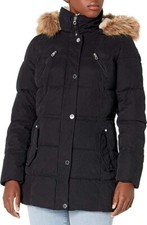 Nwt Nautica Women's Microfiber Heavyweight Down Parka Black Size M $250 8c009
