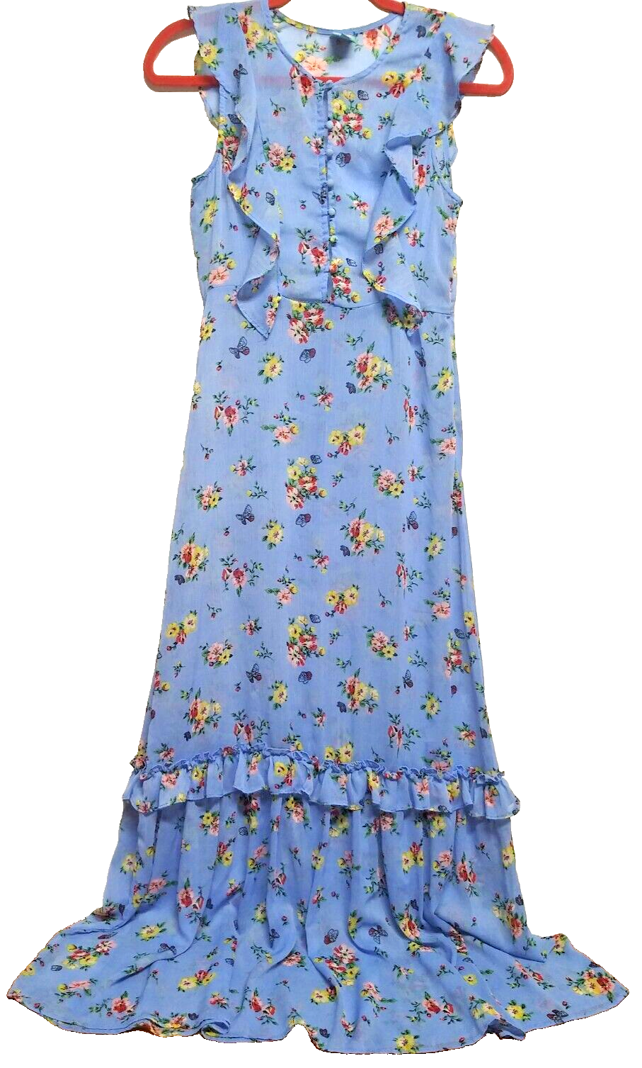 Disney Maxi dress Alice Through The Looking Glass Sz S light blue floral ruffled-image