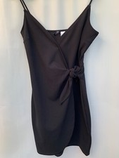 H&M Women's Black Wrap Dress Size 34 6/8 Polyester Blend