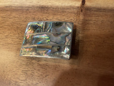 Vintage Abalone Shell Alpaca Mexico Silver Tone inlaid Belt Buckle