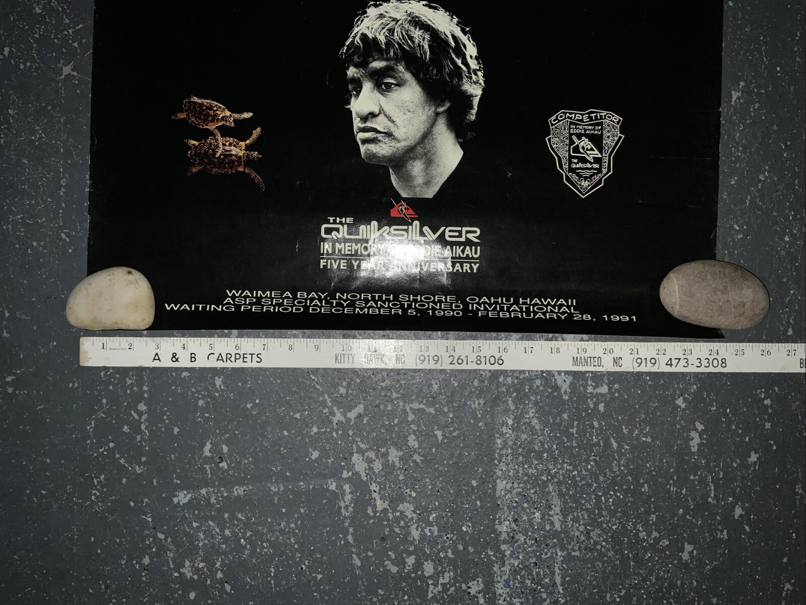 VINTAGE EDDIE AIKAU POSTER SURF QUIKSILVER 1990-91 WAIMEA BAY ORIGINAL RARE