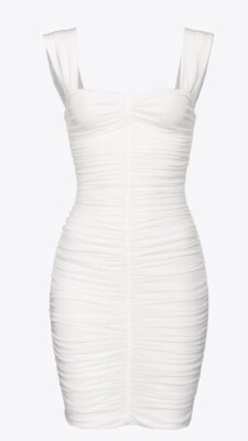 PINKO, Mini Draped Jersey Dress, Bright White, Xs