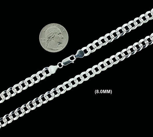SOLID 925 Sterling Silver DIAMOND CUT Curb Cuban Link Bracelet 2.5MM-10MM ITALY - Picture 9 of 13