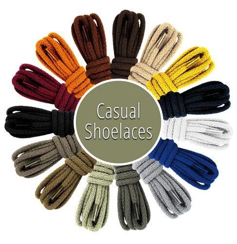 Round Solid CASUAL 1/8" SHOELACES Laces Strings for Shoes Boots Sports Sneakers