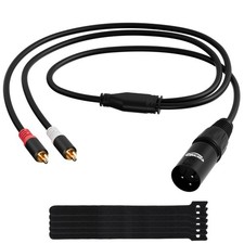 3-Pin XLR to 2 RCA Y Splitter Adapter Cable 4 Ft, Unbalanced Dual RCA to XLR ...