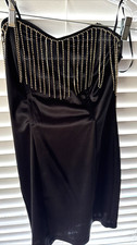 Forever 21 Dress Black  Tube Top NO Straps  W/Diamond Faux Fringe Sz Sm NWTS bc8