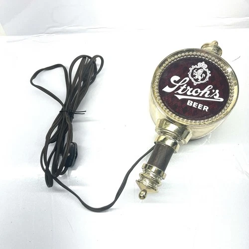 Vintage Strohs Beer Tap Handle Light Up Sign Advertising Bar Mancave Decor