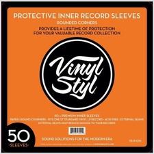 Vinyl Styl  VS-P-019 12 Inch Inner Record Sleeves - Round Corner - 50 Count Whi