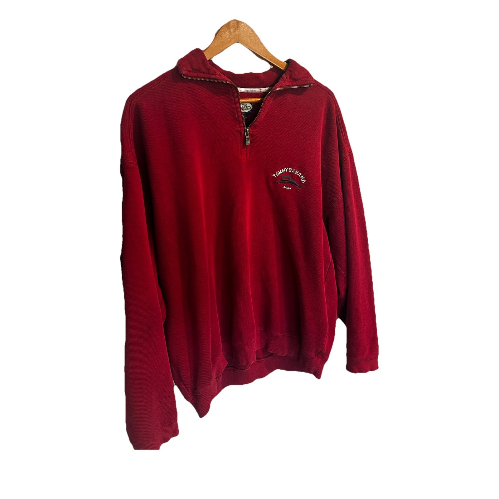 2000s vintage Tommy Bahama 1/4 Zip Mock Neck Pullover Sweatshirt Men's Size L