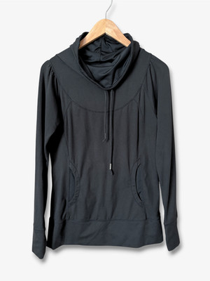 Prana Ember Cowl Neck Pullover Top Black Athleisure Gorpcore Yoga Womens Size M
