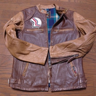 Schott Rider's Leather Jacket Men's S Brown Vintage Cafe Racer #FE BBA