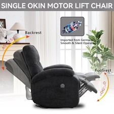 Hot Massage Swivel Rocker Recliner Chair, 8-Node Vibration, Lumbar Heat, Black