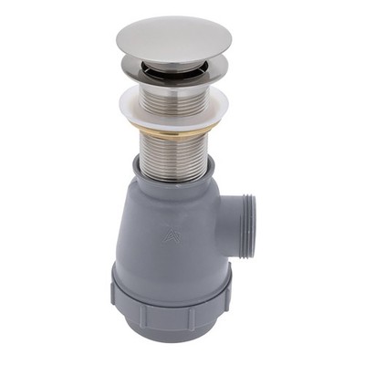 Brushed Nickel 1 2/4'' Touch Trap Skin Drain w/ Cover, 1 1/4'' M-Thread Ambassador