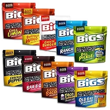 BIGS Sunflower Seeds 10 Flavor Variety Sampler Value Pack | May include Taco, Ch