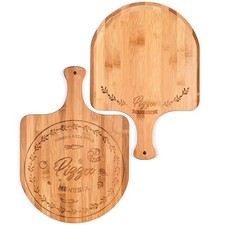 menesia 12 Inch Premium Bamboo Pizza Peel with Handle,Wooden Pizza Paddle,Cut...