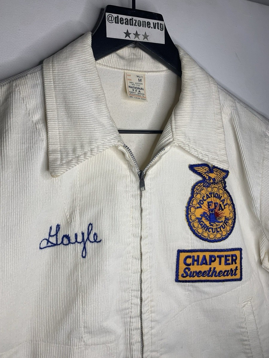 vintage white FFA jacket 60s 70s corduroy chapter sweetheart true