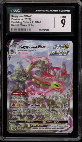 Pokemon Rayquaza VMAX Evolving Skies Secret Rare Full Alt Art #218 CGC 9 Mint