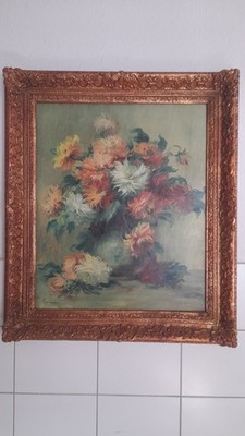 Renoir-Stillleben mit Dahlien ''Reproduction Rudolphe'' Limitiert, Größe 80x70 cm