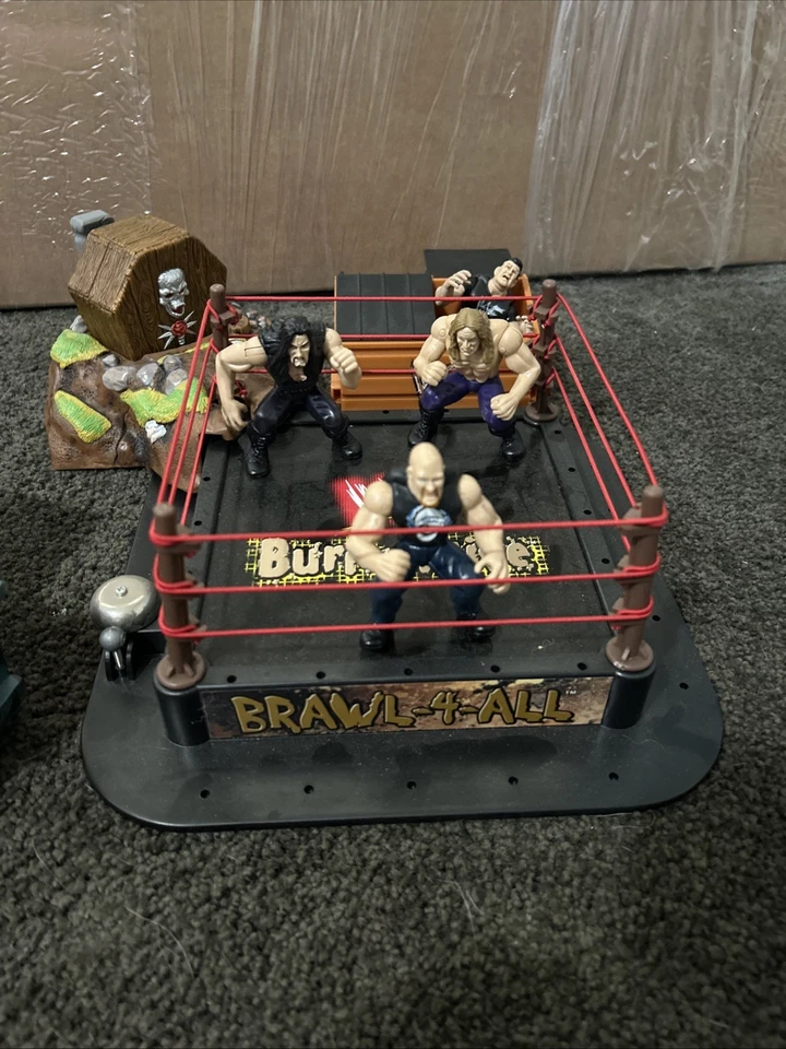 Lote de mini micro anillos WWF jakks Pacific Steel City Brawl 4 todos enterrados vivos Wwe Foto 3 de 4