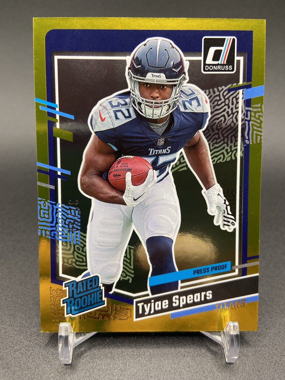 2023 Tyjae Spears #32/50 DONRUSS GOLD RATED ROOKIE Titans
